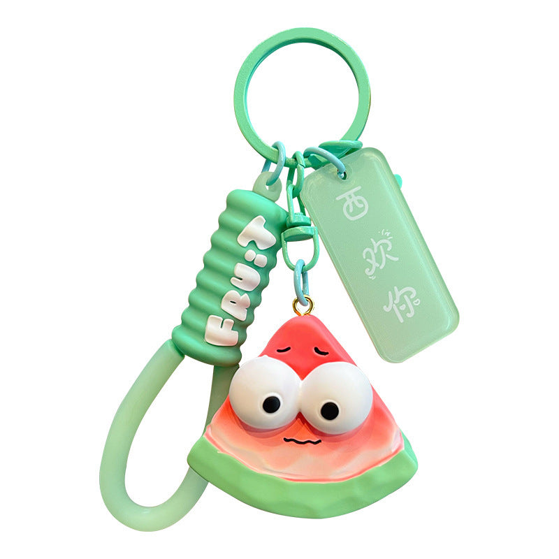 Wholesale Creative Wood Carving Style Vegetables and Fruits Series Watermelon Resin Keychain